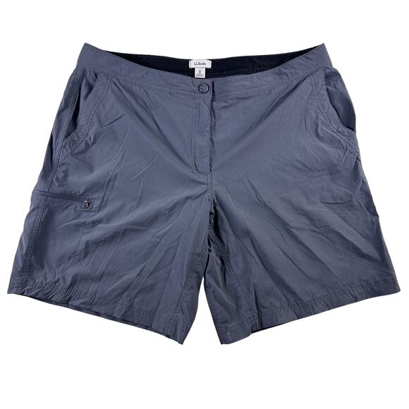 L.L. Bean Pants - L.L. BEAN Mid Rise Stretch Flat Front Grey Hiking Cargo Shorts Women's Size 16 R